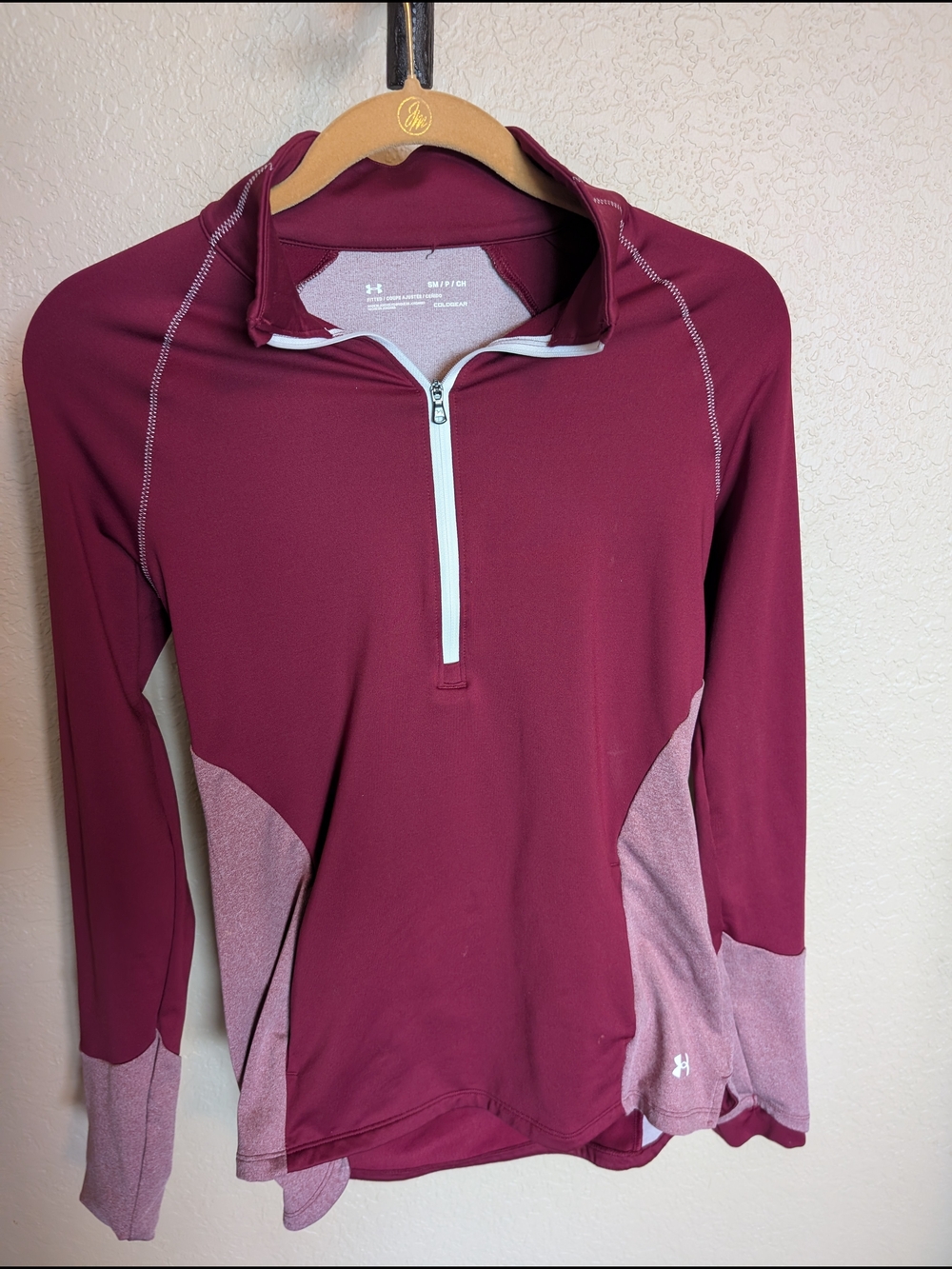 Under Armour Burgundy and Light Mauve Quarter-Zip Pullover